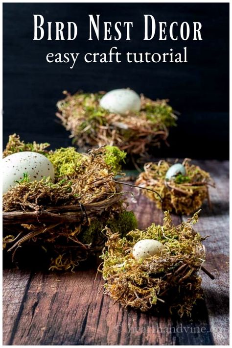 Bird Nest Centerpiece, How To Make A Nest, Natural Spring Decor, Bird Nest Diy, Diy Birds Nest, Diy Bird Nest, Nest Diy, Forest Feast, Bird Nest Craft