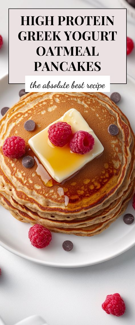 Image for High Protein Greek Yogurt Oatmeal Pancakes Hi Protein Pancakes, Protein Pancakes Oatmeal, Greek Yogurt Oat Pancakes, Yogurt Pancakes No Egg, Greek Yogurt Pancakes No Egg, Apple Protein Pancakes, Breakfast Recipes With Greek Yogurt, Protein Pancakes With Greek Yogurt, Yogurt Pancakes Greek