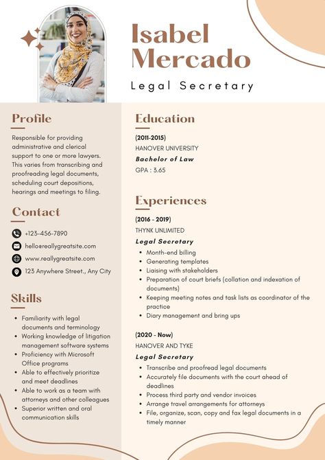 Resume Design Ideas, Secretary Resume, Legal Secretary, Bachelor Of Laws, Pastel Beige, Adulting 101, Beige Design, Create A Resume, Perfect Resume