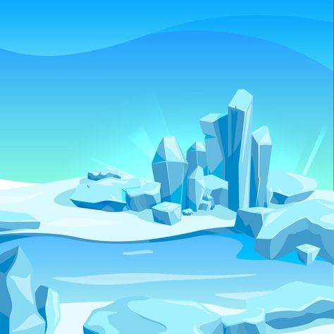 Frozen Landscape, Ice Land, Ice Games, Ice Rock, Game Background, Cartoon Background, Ice Age, Top View, Premium Vector