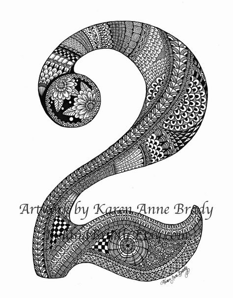 Zentangle Numbers, Doodle Numbers, Zentangle Letters, Doodling Tutorial, Number Font, Doodle Letters, Number Art, Tangle Art, Tangle Patterns