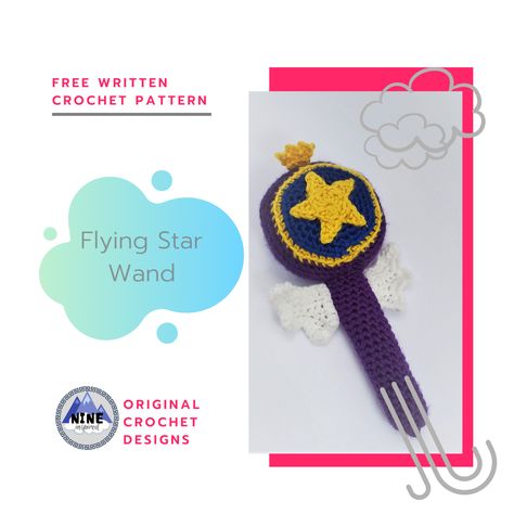 Encourage imaginative play with this whimsical wand complete with wings, a star and a crown.  This design was inspired by the super cute cartoon show Star vs the Forces of Evil. If you're a big Star fan then follow my blog because there's one more amazing design on the way to complete your kiddo's cosplay/dress-up set. <3 Star Vs Forces Of Evil Crochet, Crochet Wand, Whimsical Crochet, Star Wand, The Forces Of Evil, Star Vs The Forces Of Evil, Star Vs The Forces, Force Of Evil, Cosplay Dress