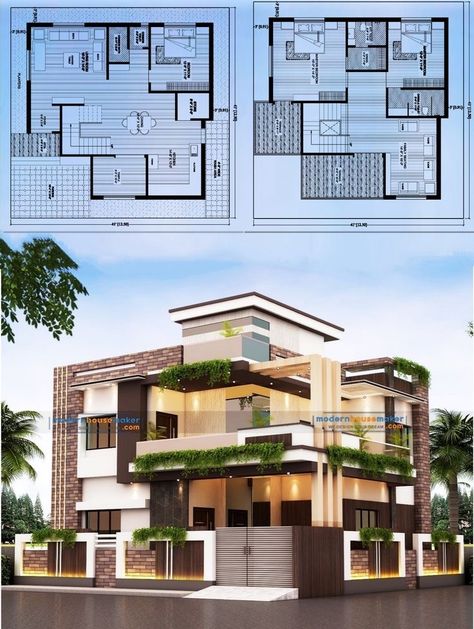 2bhk House Plan, Small House Front Design, Two Story House, Best Modern House Design, Classic House Exterior, Classic House Design, Building House Plans Designs, House Design Pictures, House Arch Design