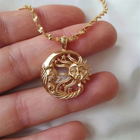 Faster shipping. Better service Sun And Moon Necklace, Bracelet Couple, Celestial Necklace, Mode Boho, Couple Necklaces, Moon Pendant Necklace, Mens Jewelry Necklace, Moda Boho, Jewelry Lookbook