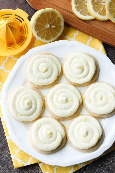 Lemon Sugar Cookies are perfectly sweet and tangy with a lemon sugar cookie base and a lemon cream cheese frosting on top. Sugar Cookie Desserts, Lemon Sugar Cookie, Lemon Cream Cheese Icing, Dessert Bars Recipes Easy, Chocolate Snickerdoodles, Chewy Chocolate Cookies, Lemon Cream Cheese Frosting, Cookie Base, Lemon Cream Cheese