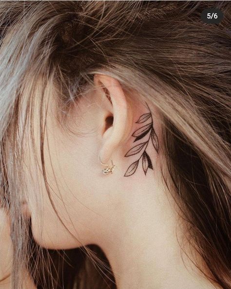 Leaf Behind Ear Tattoo, Leaf Tattoo Behind Ear, Monroe Drawing, Marilyn Monroe Drawing, Behind Ear Tattoos, Ear Tattoos, Vine Tattoos, Glow Skin, Tat Ideas