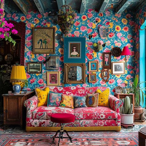 Kitsch Interior Design for a Vibrant and Eclectic Home • 333+ Images • [ArtFacade] Kitsch Interior Design, Kitschy Home, Crazy Home Decor, Quirky Interior Design, Bohemian Architecture, Vintage Maximalist Decor, Cottagecore Living Room, Kitsch Home, Estilo Kitsch