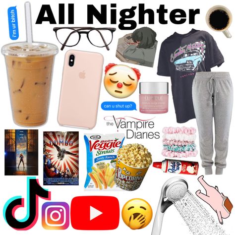 All Nighter Aesthetic, All-nighter Aesthetic, Sleepover Forts, Travel Backpack Essentials, Road Trip Kit, Niche Aesthetic, Pulling An All Nighter, Backpack Essentials, Teen Trends