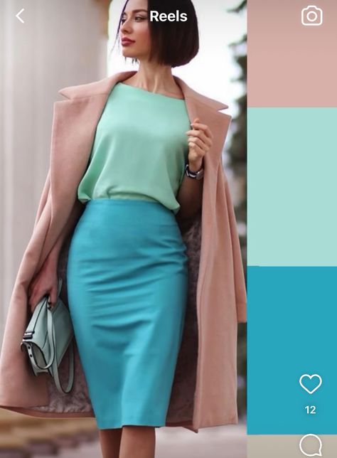 Teal Outfits, Monday Outfit, Colour Combinations Fashion, Style Evolution, Colour Combinations, Color Combo, Mix N Match, Fashion Sewing, Color Combos