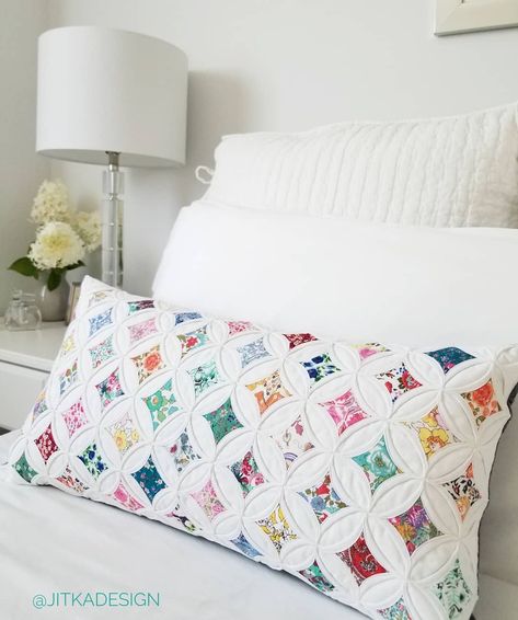 Cathedral Window Pillow, Cathedral Quilt, Cathedral Window Quilt, Window Quilts, Liberty Quilt, Window Quilt, Quilted Pillows, Cathedral Window Quilts, Cathedral Window