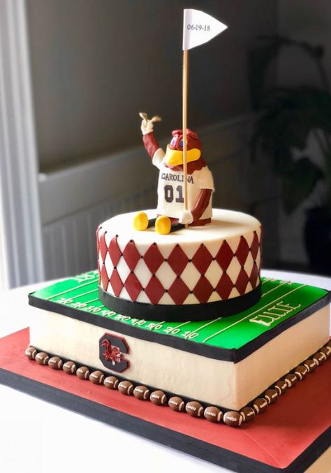 Gamecock Grooms Cake, Grooms Cake Football, Gamecock Cake, Golf Grooms Cake, Jw Wedding, South Carolina Football, Gamecocks Football, Grooms Cakes, Birthday Cake For Husband