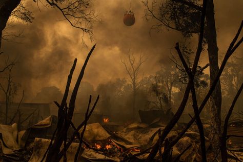 Fires burn in the village of Balmoral, NSW, Australia. December 2019. © Matthew Abbott/Panos Pictures Burned Down Village, Burned Village, Burning Village, Aegon Iii, Spring Court, Burning House, 31 December, D D Items, Dnd Stuff