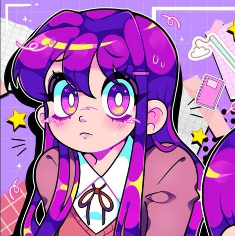 Cute Bubbly Art Style, Bright Art Style, Dolly Artstyle, Cutesy Art Style, Dolly Art Style, Profile Picture Drawing, Yuri Icon, Doki Doki, Cute Doodle Art