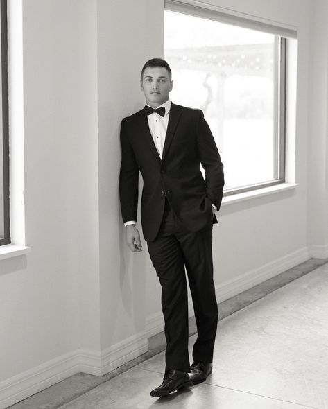 Groom Portraits, Groom Photos, Groom wedding photos, Groom black tux, Groom wedding portraits Wedding Groom Pictures, Groom Only Photos, Groom Shots Wedding, Editorial Groom Photos, Black On Black Tux, Groom Portraits Poses, Groom Solo Poses, Groom Photoshoot Poses, Photos Of Groom