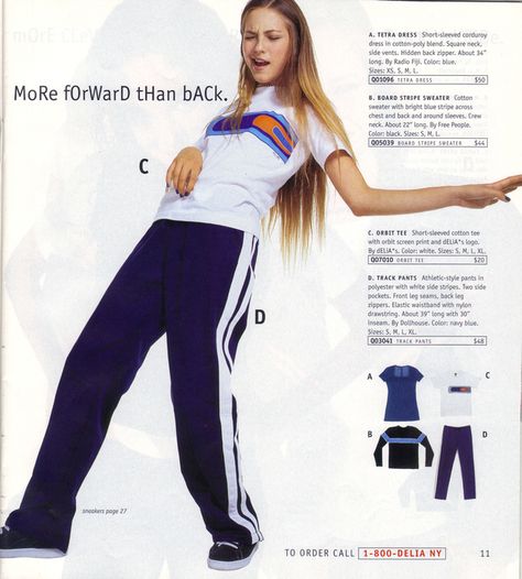 Adidas knock-off track pants. (No need to change for gym class!) | 16 Things Teen Girls Wore In The Winter Of 1996 Teen Fashion Trends, Early 2000s Fashion, Gym Classes, 1990s Fashion, Fashion Catalogue, Corduroy Dress, 2000s Fashion, In The Winter, Girls Wear