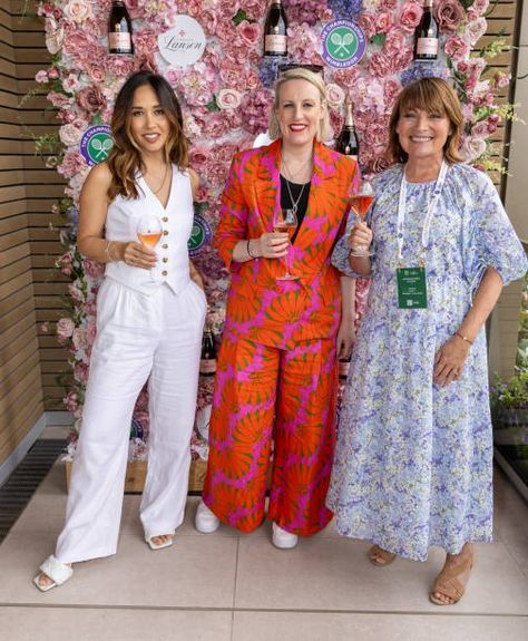 2024 Myleene Klass, Steph McGovern and Lorraine Kelly celebrate with Champagne Lanson at The Championships at Wimbledon.  (Photo by Dave Benett/Getty Images for Champagne Lanson) Lorraine Kelly, Myleene Klass, Wimbledon, Lorraine, Getty Images, Champagne, Celebrities