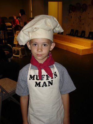 Muffin Man Nursery Rhyme Costumes For Boys, Muffin Man Costume, Nursery Rhyme Characters Costumes, Nursery Rhyme Dress Up, Nursery Rhyme Dress Up Costumes, Nursery Rhyme Costumes For Kids, Nursery Rhyme Costumes, Muffin Man Nursery Rhyme, Muffin Costume