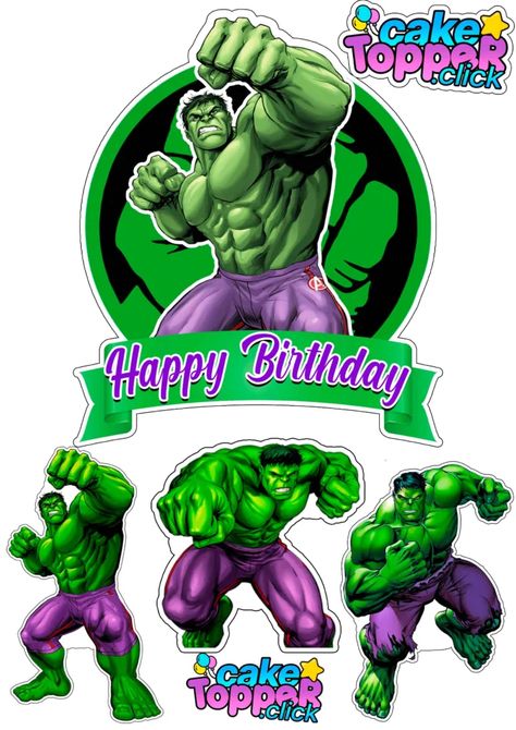 Hulk Cupcake Toppers Free Printable, Hulk Topper Printable, Hulk Cake Topper Printable, Hulk Happy Birthday, Hulk Cake Ideas, Hulk Stickers, Hulk Cake Topper, Hulk Cupcakes, Hulk Cake