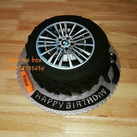 Tyre shaped cake Bmw Cake, Beach Mural, Shape Cake, Car Birthday Theme, Shaped Cake, Rims For Cars, 18th Birthday Party, Cars Birthday, Man Birthday