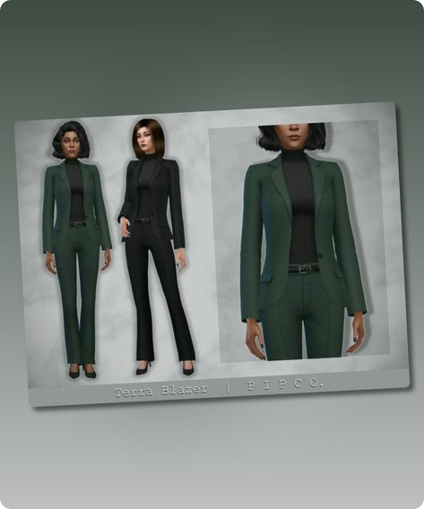 Sims 4 Clothing CC: Terra Blazer  By Pipco Sims 4 Cc Party Clothes, Outfit Categories, Business Suit Women, Sims4 Clothing, Sims 4 Cc Download, Cold Weather Outfit, Anna Dress, Womens Suits Business, Cherry Dress