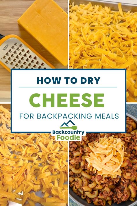 Do you crave cheese on your backpacking trips but worry about its weight and shelf-life? Dried cheese is the perfect solution! You can easily preserve cheese at home for your outdoor meals. In this guide, you'll learn how to dry cheese to create delicious snacks or meals for your next backpacking adventure. #howtodrycheese #backcountryfoodie Easy Backpacking Meals, Dehydrated Meals Backpacking, Dehydrate Cheese, Dehydrating Cheese, Dehydrated Cheese, Best Hiking Food, Dehydrator Ideas, Dehydrated Recipes, Dehydrating Recipes