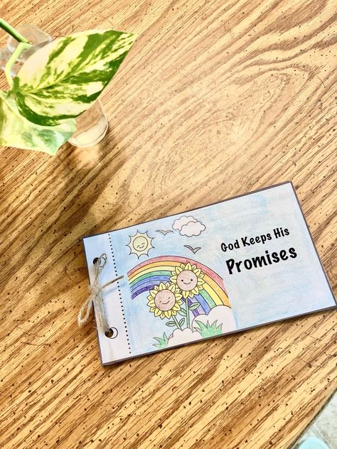 A kid’s activity for remembering the real meaning of the rainbow. God Keeps His Promises – Little K Mama God’s Promise Rainbow Craft, Noah Ark Rainbow Gods Promises, God Promises Craft, God Keeps His Promises Craft, God's Promises For Kids, Kid Worksheets, Rainbow God, God Keeps His Promises, Rainbow Bible