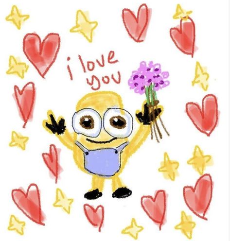 Love Cute Drawings Doodles, Things To Send To Ur Partner, Cute Drawings Of Love Doodles, Cute Partner, Minions Love, Cute Messages, Cute Doodle Art, Mini Drawings, Cute Texts