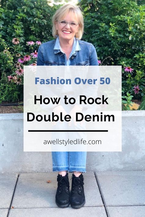 You searched for Wearing double de - A Well Styled Life® Denim Tuxedo Outfit, Double Denim Outfit Women, Denim Outfit Women, Double Denim Outfit, A Well Styled Life, Over 50 Fashion, Canadian Tuxedo, Beaded Shoes, Embroidered Shoes