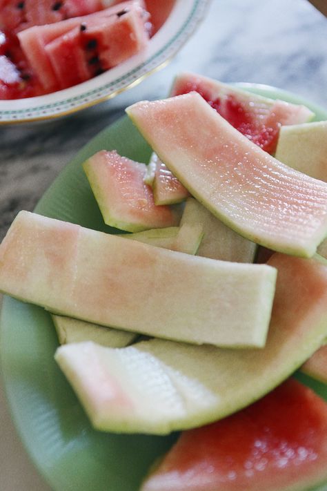 Pickled Watermelon Rinds — The Thirlby Watermelon Rind Preserves, Pickled Watermelon Rind Recipe, Watermelon Rind Recipes, Pickled Watermelon, Watermelon Recipe, Pickled Watermelon Rind, Watermelon Pickles, Watermelon Rind, Organic Apple Cider