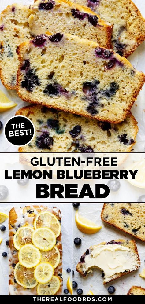 Lemon Blueberry Bread Recipe, Bread With Glaze, Gluten Free Quick Bread, Blueberry Bread Recipe, Lemon Blueberry Loaf, Blueberry Loaf, Lemon Blueberry Bread, Lemon Blueberry Muffins, Blueberry Bread