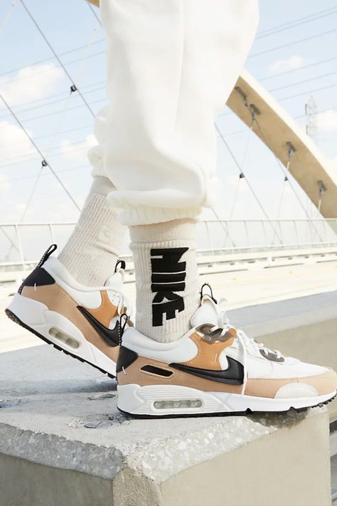 Nike sneaker, Air Max, Neutral shoes Air Max 90 Outfit, Nike Air Max 90 Futura, Air Max 90 Futura, Air Max 90 Women, Bday List, Fall Sneakers, Nike Design, Neutral Shoes, Air Max Women