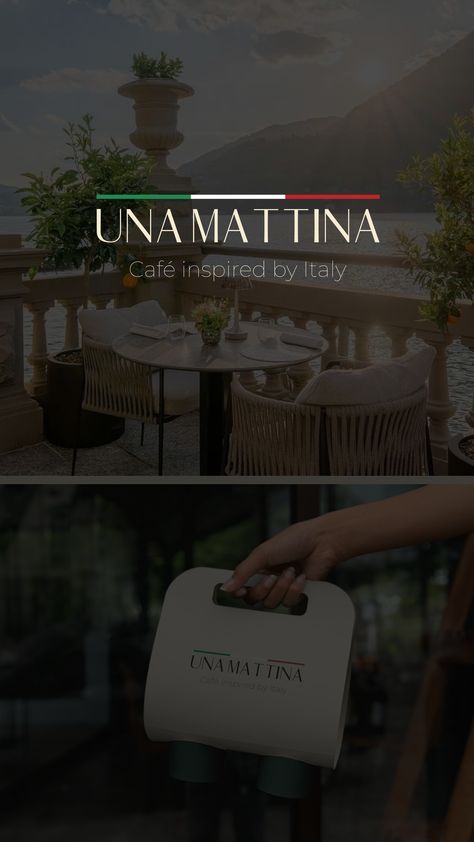 Una Mattina (meaning "a day", one day, a morning). Logotype is available, elegant logo for Italian cafe. Elegant Brand Identity, Italian Breakfast, Italian Cafe, Elegant Branding, Elegant Logo, Authentic Italian, Travel Experience, Brand Identity, One Day