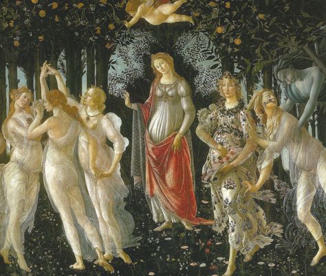 Sandro Botticelli - Spring, 1478 at Uffizi Gallery Florence   #TuscanyAgriturismoGiratola Sandro Botticelli Paintings, Botticelli Art, Botticelli Paintings, Istoria Artei, Galleria D'arte, Sandro Botticelli, Uffizi Gallery, Roman History, Italian Painters