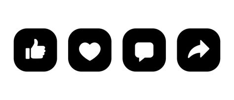 Like, love, comment, and share icon vector on square button. Social media elements Like Follow Share Icon, Social Media Elements, Share Icon, Search Video, Vector Art, Okay Gesture, Photo Image, Vector Free, Vector Images