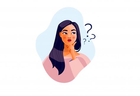 Girl Thinking Illustration, Doubt Illustration, Questioning Face, Curious Illustration, Question Mark Illustration, Problem Illustration, Question Illustration, Think Illustration, Thinking Illustration