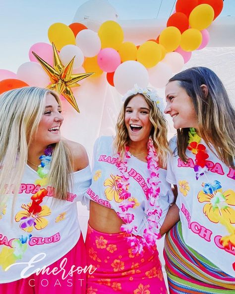 paradise at the Kappa Delta Beach Club ☀️🌺 Kd Sorority, Eastern Kentucky University, Sorority Themes, Kentucky University, Eastern Kentucky, Sorority Tees, Welcome To Paradise, Sorority Bid Day, Bid Day Themes