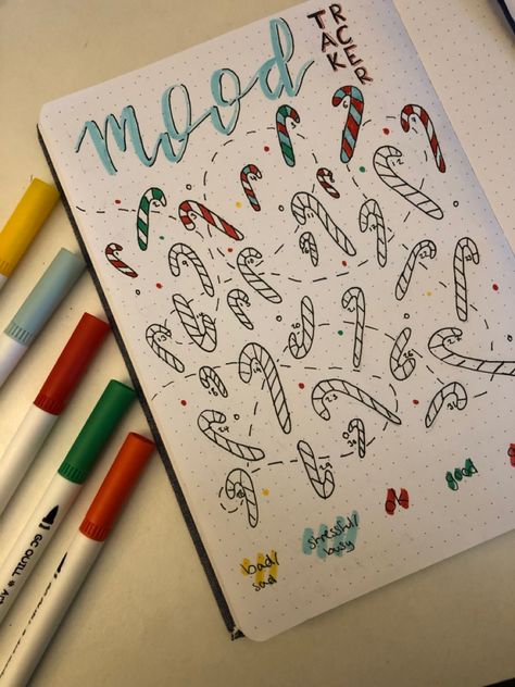 Christmas Mood Tracker, December Mood Tracker, Christmas Mood Board, 2024 Bujo, School Mood, Bullet Journal Christmas, December Bullet Journal, Bullet Journal Ideas Templates, Bullet Journal Mood Tracker Ideas