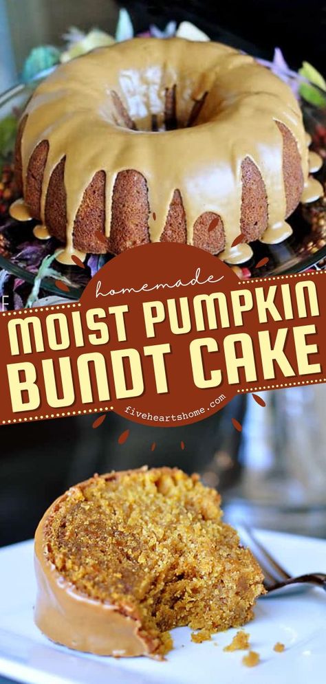 Pumpkin Bundt Cake, fall, pumpkin recipes Pumpkin Biscoff, Bundt Cake Glaze, Roasted Pumpkin Recipes, Sweet Pumpkin Recipes, Fresh Pumpkin Recipes, Pumpkin Bundt Cake Recipes, Pumpkin Bundt, Pumpkin Bundt Cake, Glaze For Cake