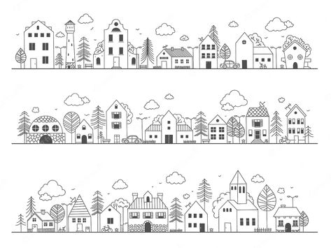 Vector Doodle, Hand Doodles, Baby Play Activities, Street House, Town Street, Creative Classroom, House Vector, Pen Art, Little Houses