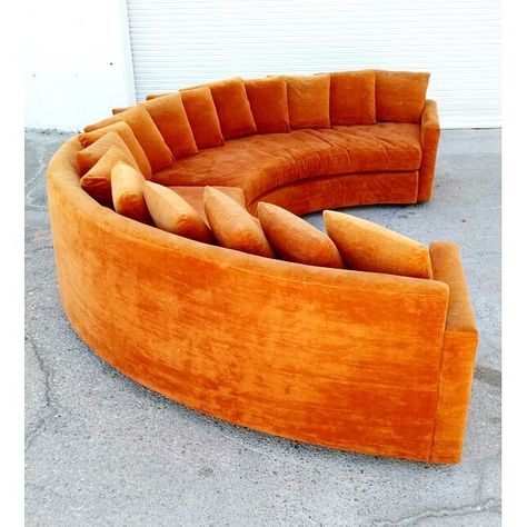 Half Round Sofa, Semi Circle Sofa, Circular Couch, Round Couch, Circle Sofa, Round Sofa Chair, Mid Century Modern Couch, Burnt Orange Velvet, Velvet Tufted Sofa