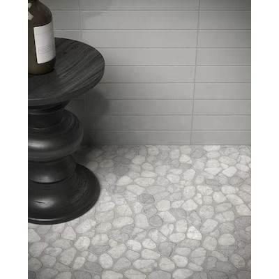 Bathroom Tiles at Lowes.com Floor Shower Ideas, Pebble Floor Shower Ideas, Pebble Floor Shower, Colorful Bathroom Tile, Pool Shade, Marble Square, Tile Covers, Mosaic Floor, Honed Marble