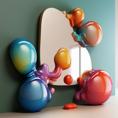 ai mirror, blob mirror, weird design, ai design, home Weird Mirror, Mirrors Aesthetic, Mirrors Bedroom, Mirrors Diy, Blob Mirror, Mirrors Small, Mirrors Decor, Blob Mirrors, Weird Design