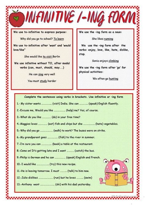 Gerunds And Infinitives, English Homework, English Grammar Rules, Grammar Exercises, Teaching English Grammar, Verb Worksheets, Learn English Grammar, Grammar Rules, Esl Teaching