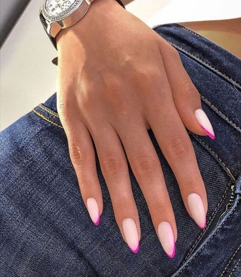 Bright Pink French Tip Nails, Nail Designs 2023 Spring, Trendy Summer Nails 2023, Nyfw Nails, Trendy Summer Nails, Summer Nails 2023, Unghie Sfumate, Easter Nail, Easter Nail Designs