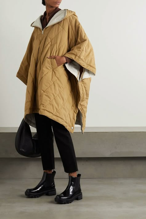 October Outfits, Cape Fashion, Yellow Quilts, Poncho Coat, Capes & Ponchos, Hooded Poncho, Luxury Women Fashion, High Street Fashion, Fashion Attire