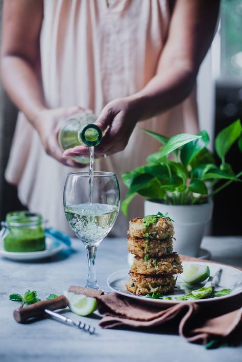 Spiced Crab Cake with Chimichurri Sauce | Playful Cooking Fresh Clams, Photography Cafe, Cakes Photography, Crab Cake, Piri Piri, Herb Sauce, Action Photography, Chimichurri Sauce, Crab Cakes