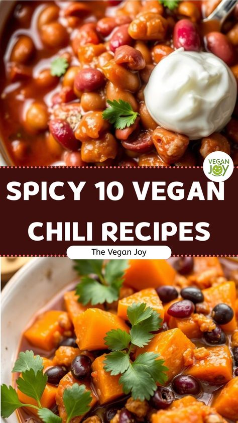 Warm your soul with these comforting vegan chili dishes Vegan Chili Recipes, Corn Chili, Three Bean Chili, Vegan Chili Recipe, Ube Recipes, Chickpea Chili, Lentil Chili, Hearty Chili, Black Bean Chili