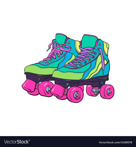 Aesthetic Skate, Quad Roller Skates, Sketch Style, Hand Drawn Illustration, Drawn Illustration, Roller Skates, Vintage Aesthetic, Pink Lace, Flyer Design