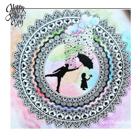 Father'sday Mandala Drawing🖌️🖊️ Father Daughter Bond🥰😍 Father Daughter Canvas Painting, Father Daughter Mandala Art, Drawing For Father's Birthday, Fathers Day Painting From Daughter, Meaningful Mandala Art, Mandala Basics, Father's Day Drawings, Father's Day Painting, Father Daughter Bond