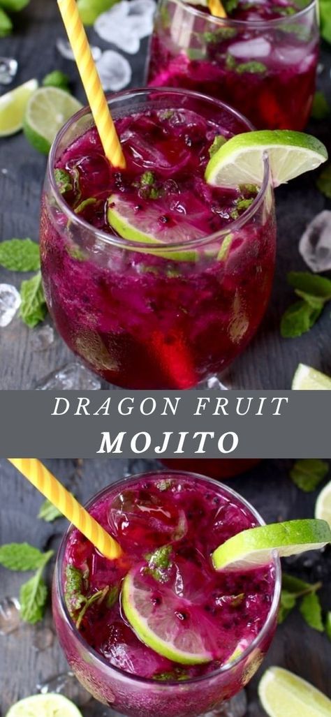 Cocktails With Muddled Fruit, Dragon Fruit Cocktail Drinks, Dragon Cocktail Drinks, Dragon Fruit Cocktail Vodka, Dragon Fruit Mojito, Muddled Fruit Cocktails, Dragon Fruit Alcoholic Drink, What To Do With Dragon Fruit, Dragonfruit Juice Recipe